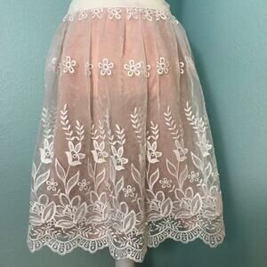 Endless Rose Pink Skirt, Sheer Floral Overlay